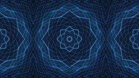 Blue neon geometric wireframe pattern forming symmetrical digital tunnel effect in futuristic abstract motion background. seamless looping 4k video background - Powered by Shutterstock - Get 15% off with code: PIKWIZARD15
