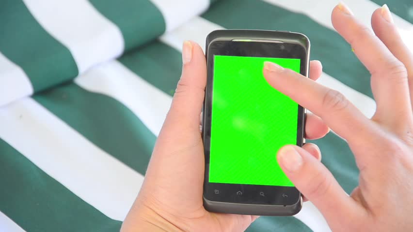 Hands on a smart phone CHROMA KEY, Fingers gestures typing on a smart phone.