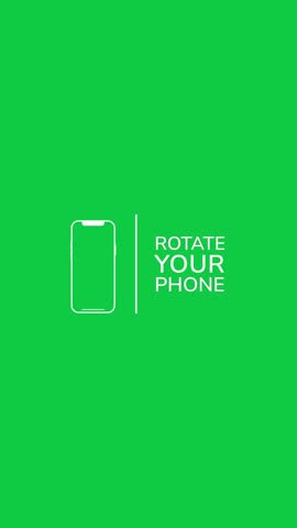 Rotate Your Phone Animation Sign From Vertical to Landscape orientation on Isolated vertical green screen and black background.