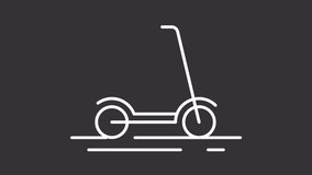Animated shaking kick scooter white line icon. Electric ride animation. Moving road. Human powered vehicle. Urban mobility. Isolated element on dark background. Alpha transparent video - Powered by Shutterstock - Get 15% off with code: PIKWIZARD15