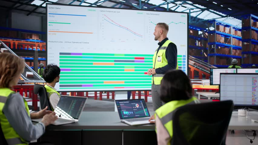 Warehouse Workers Meeting With Manager Looking At Presentation - Powered by Shutterstock - Get 15% off with code: PIKWIZARD15