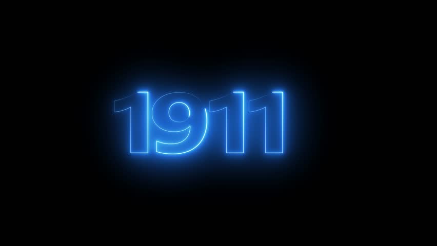 1911 neon line text. Abstract 1911 neon text animation, Glowing neon number text background 4k video animation . important year, important date 1911.