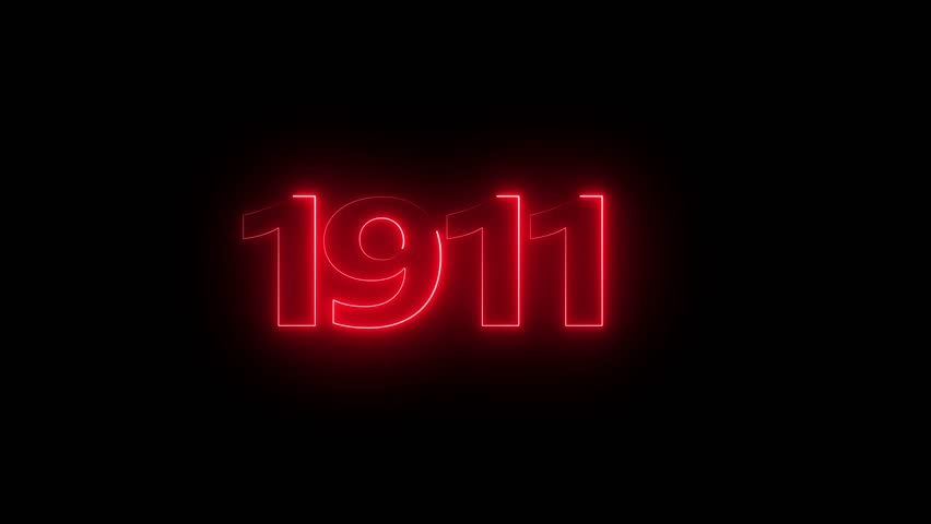 1911 neon line text. Abstract 1911 neon text animation, Glowing neon number text background 4k video animation . important year, important date 1911.