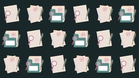 Seamless pattern of academic work, best grade, and document review icons in a tile background animation. Repeating wallpaper with successful assignment and high score symbols. - Powered by Shutterstock - Get 15% off with code: PIKWIZARD15