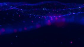 Futuristic technology wave motion with cloud data points. Digital cyberspace concept. Abstract digital wave with moving particles. Big data flow animation. - Powered by Shutterstock - Get 15% off with code: PIKWIZARD15