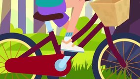  2D Animation: Close-Up Kid Bicycle Ride, Outdoor Park, Healthy Lifestyle, Fun Cycling, Colorful Illustration - Powered by Shutterstock - Get 15% off with code: PIKWIZARD15