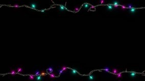 Horizontal abstract Christmas fairy lights garland led neon multicolor frame border copyspace loop animation Xmas New Year greeting postcard banner template illumination festive decoration celebration - Powered by Shutterstock - Get 15% off with code: PIKWIZARD15