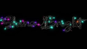 Horizontal abstract shine bright Christmas lights loop animation garland infographic letter script neon LED multicolor typography Xmas New Year greeting postcard banner template background copyspace - Powered by Shutterstock - Get 15% off with code: PIKWIZARD15