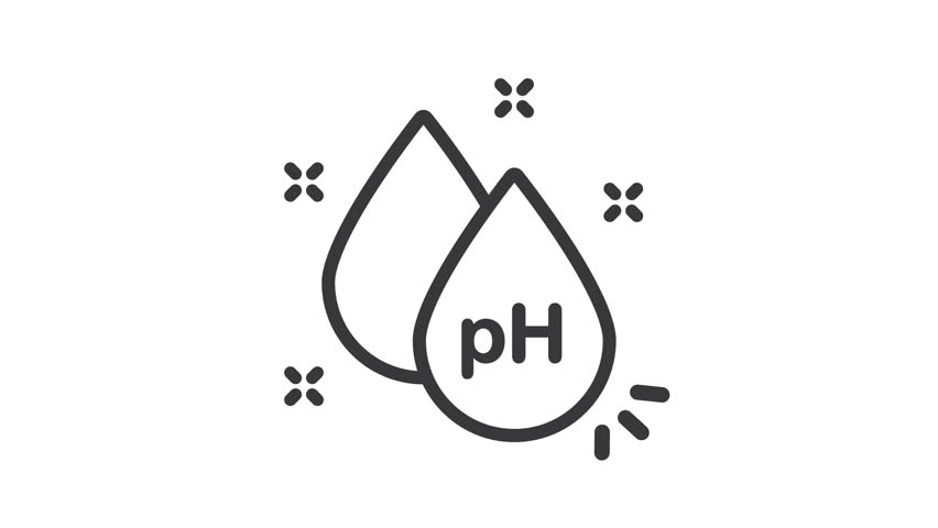 PH line icon with water drops - video, icon, vector.
