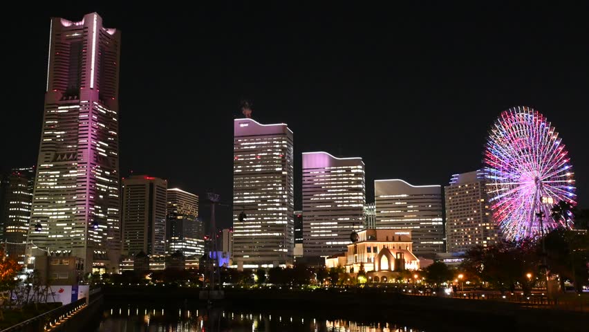 Night view from Bankoku Bridge in Yokohama