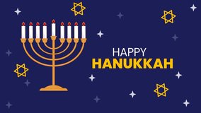 Joyful Animated Happy Hanukkah Greeting: Lit Menorah, Star of David, Jewish Holiday Celebration - Powered by Shutterstock - Get 15% off with code: PIKWIZARD15
