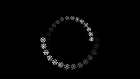 Loading animation of a looped waiting loop. White snowflakes move and rotate in a circle against a black isolated background, approaching and receding. Moving to the next stage. Buffering.
 - Powered by Shutterstock - Get 15% off with code: PIKWIZARD15