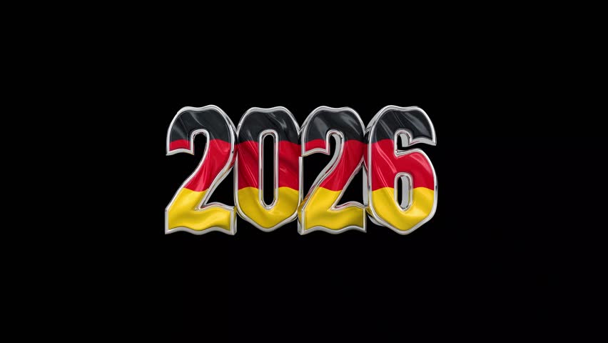 2026 Numbers with Waving German Flag and Fireworks – Germany New Year Animation