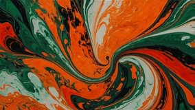 Abstract fluid art featuring dynamic swirls of orange, dark green, and white acrylic paint. Featuring a swirling marble texture. Ideal for an energetic and artistic backdrop. - Powered by Shutterstock - Get 15% off with code: PIKWIZARD15