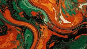 Abstract fluid art featuring dynamic swirls of orange, dark green, and white acrylic paint. Featuring a swirling marble texture. Ideal for an energetic and artistic backdrop. - Powered by Shutterstock - Get 15% off with code: PIKWIZARD15