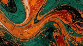 Abstract fluid art featuring dynamic swirls of orange, dark green, and white acrylic paint. Featuring a swirling marble texture. Ideal for an energetic and artistic backdrop. - Powered by Shutterstock - Get 15% off with code: PIKWIZARD15