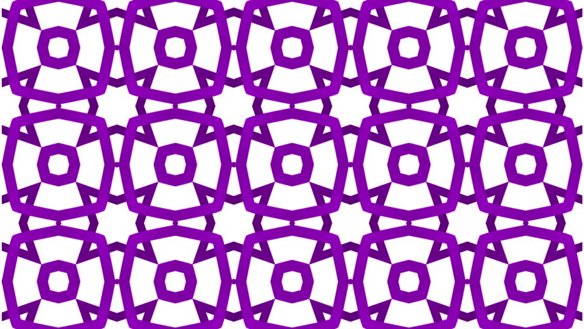 Purple geometric floral pattern animation with symmetrical shapes