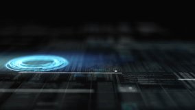 Futuristic digital interface showing a glowing circular data node connected to complex network pathways, illuminated by cyan and white highlights, symbolizing cloud computing, cybersecurity systems - Powered by Shutterstock - Get 15% off with code: PIKWIZARD15