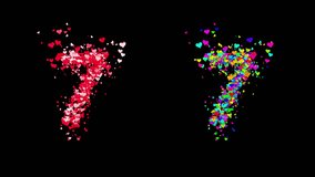 Dynamic number 7 created from flying red and rainbow hearts. File with alpha channel, perfect for creative festive videos. - Powered by Shutterstock - Get 15% off with code: PIKWIZARD15