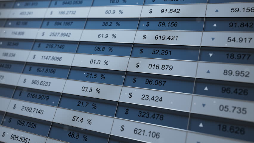 Seamless loop 3D animation of a financial data table with prices, percentages and arrows. Stock market analytics dashboard, blue grid interface, business statistics background.
 - Powered by Shutterstock - Get 15% off with code: PIKWIZARD15