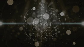 Faceted polygon entering left causing luminous globe pulsing and brightening to show network. Sphere, particles, lattice, bokeh, beams, glow, space - Powered by Shutterstock - Get 15% off with code: PIKWIZARD15