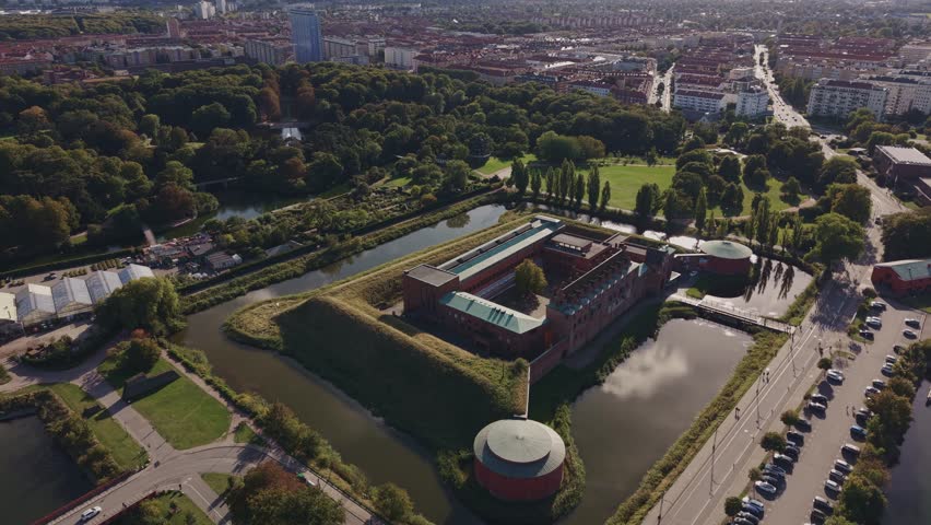 Aerial view of Malmohus Castle, Malmo, Sweden.