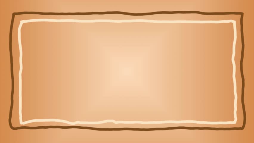 Light brownish orange background featuring a central gradient effect, Irregular double rectangular frame rendered in a stop motion style
