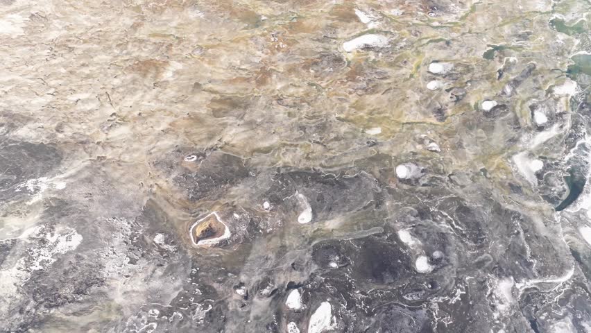 Aerial view of glacial river patterns, Iceland.