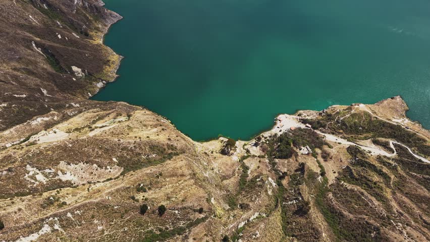 Aerial view of Quilotoa lake, ecuador.