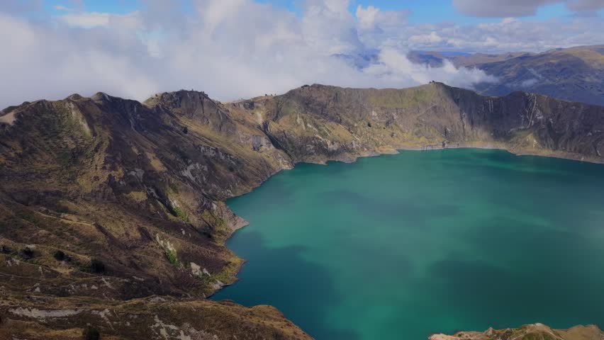 Aerial view of Quilotoa lake, ecuador.