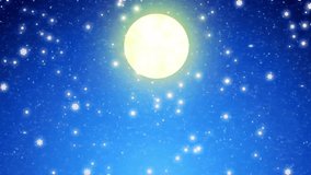 "Cartoon-style snowy landscape under a full moon with starry night sky, whimsical and magical, soft glowing moonlight, playful and colorful, winter fantasy illustration, 4K, children’s animation style - Powered by Shutterstock - Get 15% off with code: PIKWIZARD15