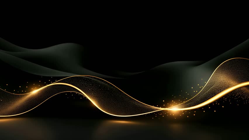 Black luxury corporate background with golden lines, dots and shape. Seamless looping motion design. Video animation Ultra HD 4K 3840x2160
