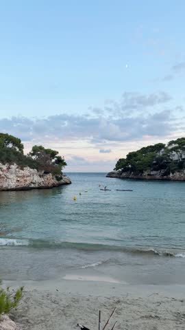 Cala Ferrrera beach seascape in autumn evening. Cala D'Or resort village on Mallorca, Spain.