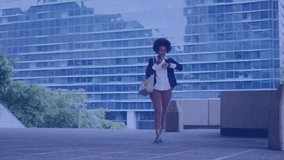 Businesswoman walking plaza phone ringing checking watch overlaying phone and watch pausing right. Woman, urban, smartphone, professional, mobility, street, cityscape - Powered by Shutterstock - Get 15% off with code: PIKWIZARD15