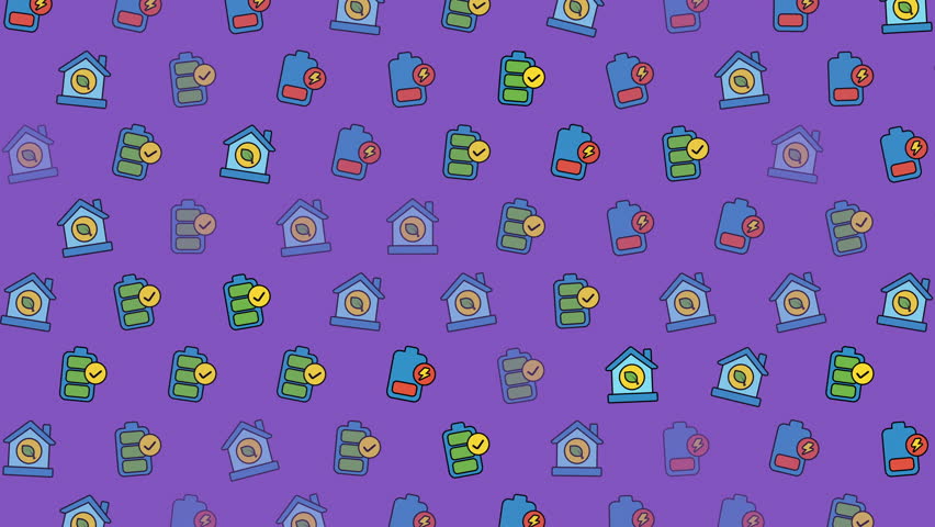 A repeating pattern featuring adorable cartoon bee houses in various colors and designs, set against a vibrant purple backdrop. Perfect for playful designs.