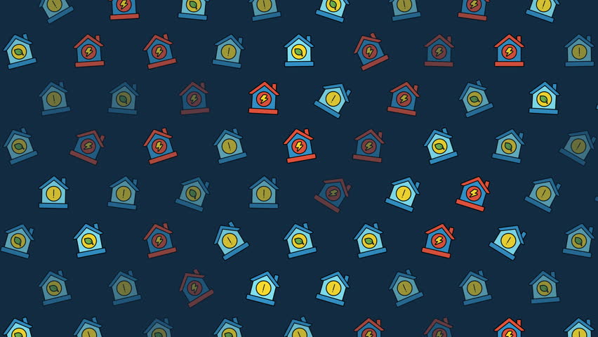A seamless looping animation of various cartoon Halloween tombstones scattered across a dark blue background, perfect for spooky holiday themes.