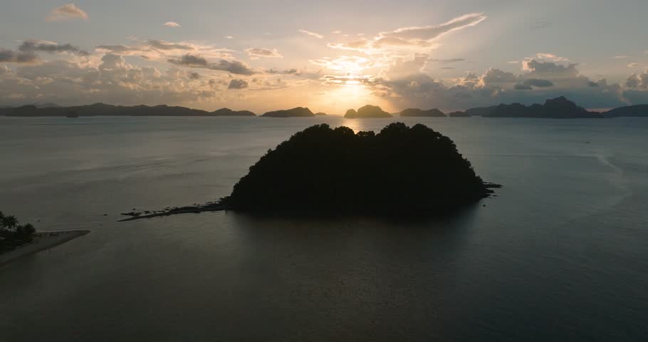 Depeldet Island with beautiful sunset. El Nido, Palawan. Philippines.