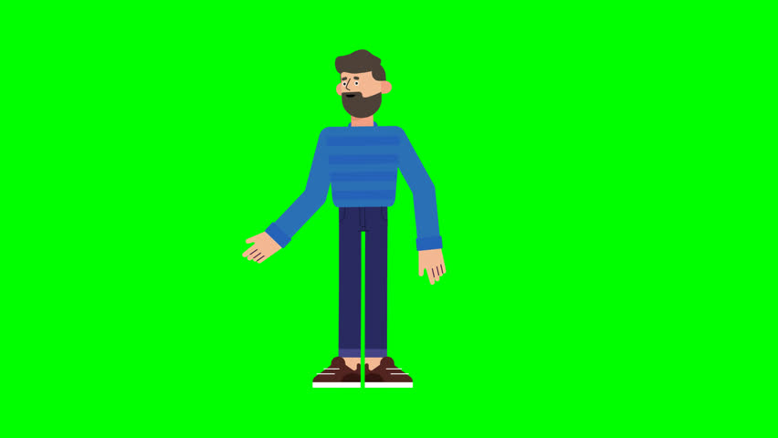 3D Green Screen Casual Guy Talking with Partner for dialogue scenes, communication clips, explainer videos, and versatile digital content with clean chroma key background.
