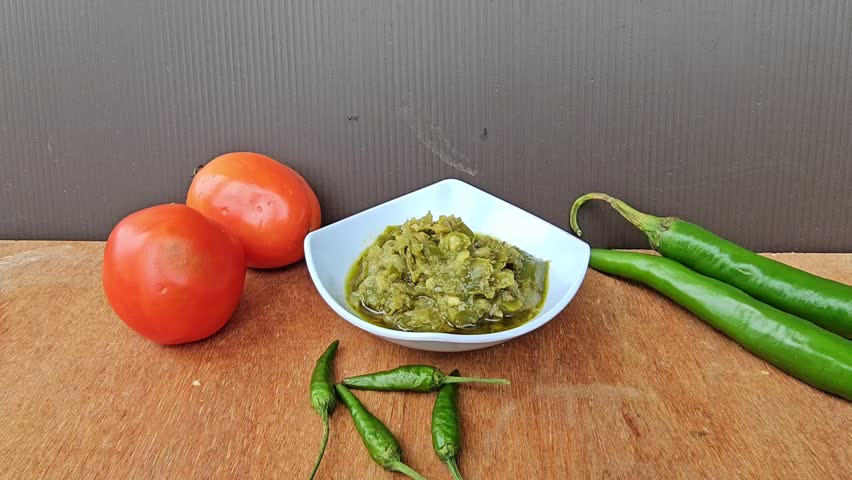 Sambal hijau,Sambal Ijo,Sambal lado mudo,Green chili sambal,Green chili paste,Green chili sauce.Traditional Indonesian sambal from West Sumatra