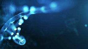 Abstract DNA double helix rotating with depth of field, illustrating molecular biology, genetics, and futuristic scientific and medical visualization. - Powered by Shutterstock - Get 15% off with code: PIKWIZARD15