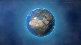 A 3D world globe shows the spread of COVID-19, illustrating global pandemic, virus transmission, and infection impact in a modern animated visualization. - Powered by Shutterstock - Get 15% off with code: PIKWIZARD15