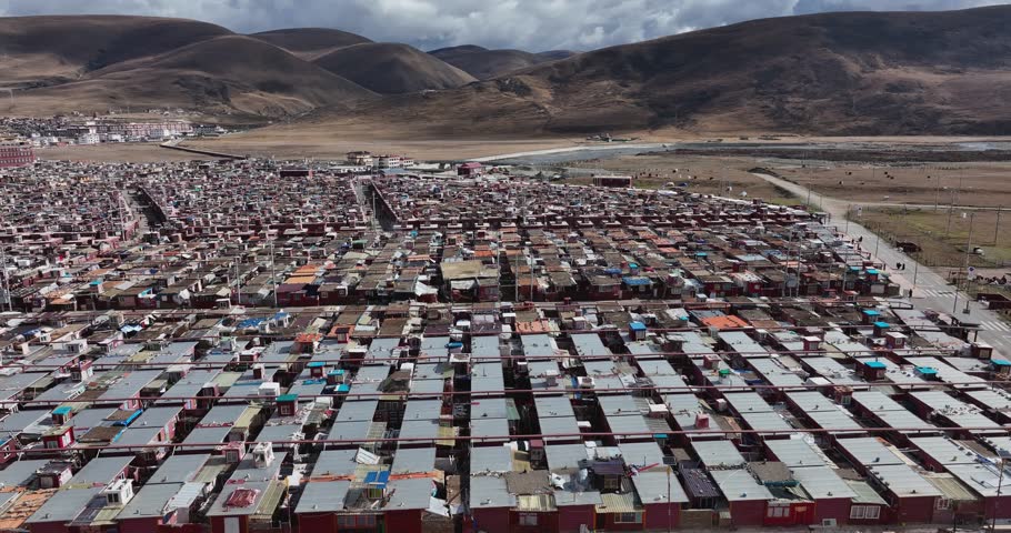 Aerial view of yaqing Temple in Ganzi County, Sichuan province,China