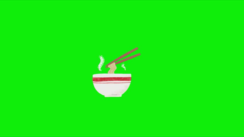 Noodle. Animation, green screen background. 