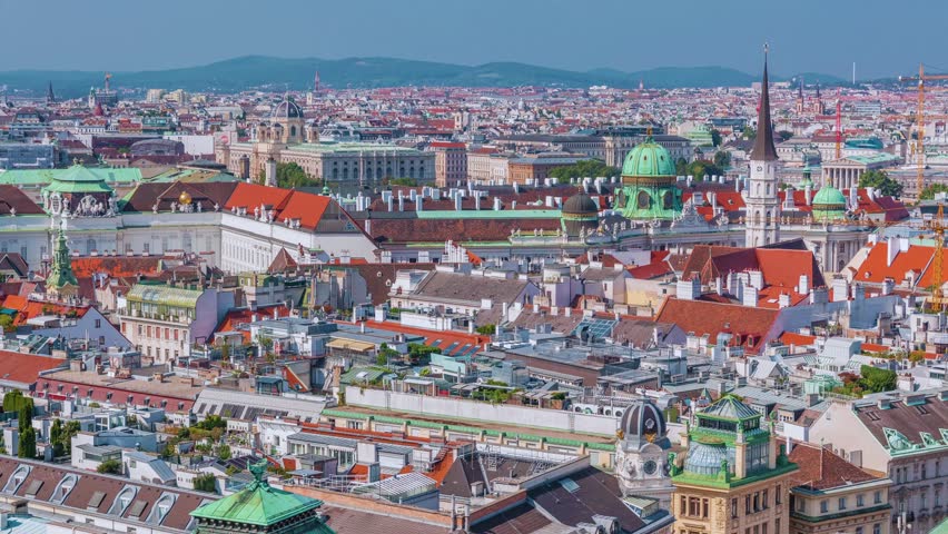 Vibrant cityscape of Vienna, Australia, capturing modern buildings, urban streets, and lively city vibes with dynamic architecture and bustling city life.