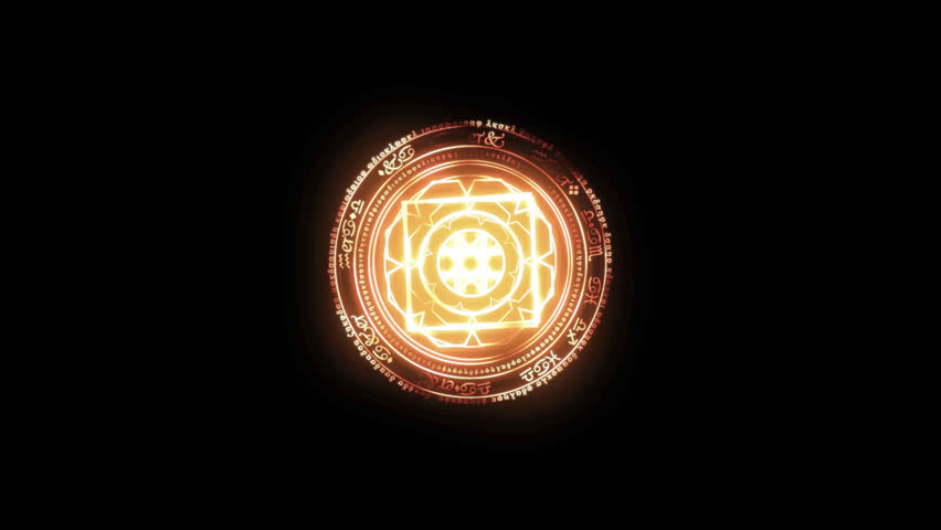 Animated Sci-Fi Magic Circle Portal Element (4K, Orange Glowing Rune Summoning Symbol)