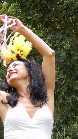 Brazilian Carnival, woman in costume dancing.