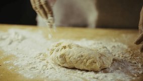 Chef Preparing Bread Or Pasta Dough. Bread Making Process Gourmet Recipe. Dusting Flour On Raw Dough. Baking Ingredient Making Homemade Food. Home Cooking Fresh Dough Texture. Domestic Cooking Dough - Powered by Shutterstock - Get 15% off with code: PIKWIZARD15