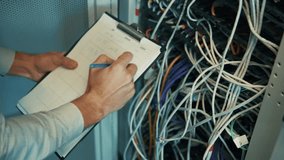 Cloud Computing Infrastructure Diagnostics. Data Storage Management, Information Technology Expert Working In Server Room. Technical Inspection Of Cabling. Network Engineer Server Hardware Data Center - Powered by Shutterstock - Get 15% off with code: PIKWIZARD15