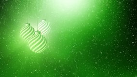 Green colored Christmas baubles swing with looping snowfall copy space background.	
 - Powered by Shutterstock - Get 15% off with code: PIKWIZARD15