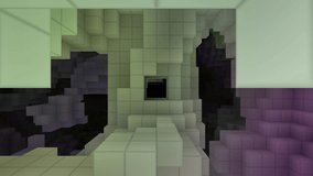 Voxel Digital Structure Wall Abstract Background animation. endless moving past a textured wall of 3D cubes pixels. Ideal for virtual reality, metaverse, gaming, and tech-themed projects. - Powered by Shutterstock - Get 15% off with code: PIKWIZARD15